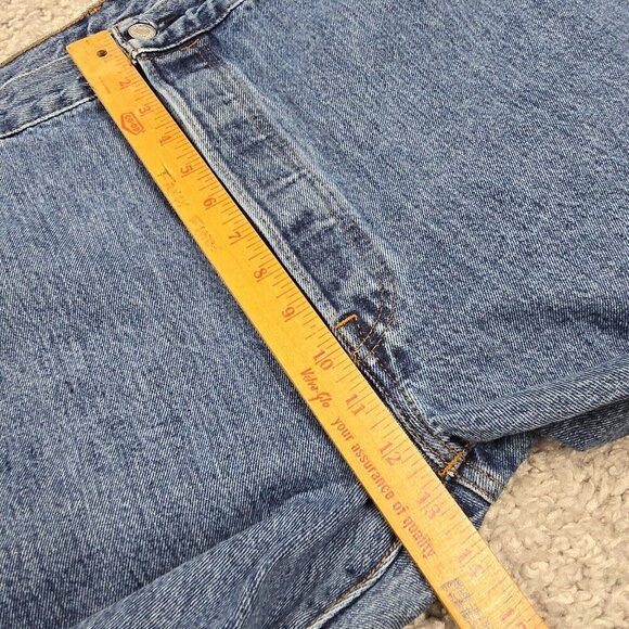 Levis 501 Jeans Men 42x34 (Fits 41x33) Blue Button Fly Straight Medium Wash - Picture 10 of 13